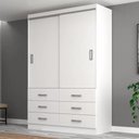 Ver imagem 1 de Guarda Roupa Casal Veneza Premium 2 Portas de Correr 6 Gavetas - Branco Branco