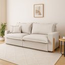 Ver imagem 1 de Sofá Retrátil Reclinável sem Caixa com Molas Ensacadas no Assento Tecido Linho Cru 2,00m