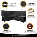 Ver mais imagens de Conjunto Canto Alemão com Bau para Bar Lanchonete Cinza 125x160cm Sofa Store