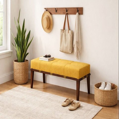 Puff Livia 140cm Pés Imbuia