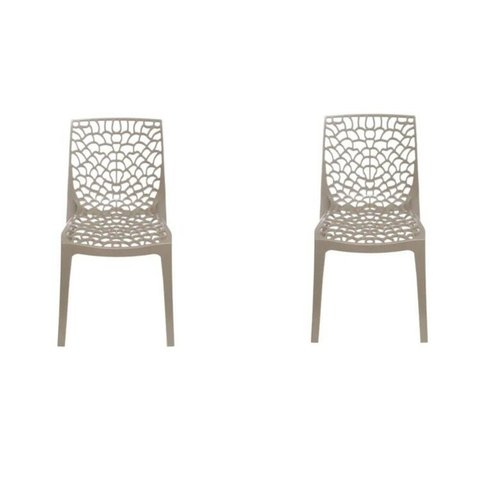 Kit com 2 Cadeiras Gruvyer para Sala de Jantar Bege/Fendi