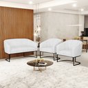 Ver imagem 2 de Sofá Namoradeira e 2 Poltronas Base Industrial Preto Stella Corano Branco D03 - D'Rossi