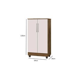 Armário Multiuso 2 Portas Jequitibá/off White J&a Móveis Smart 118x64x36 - 6
