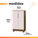 Ver imagem 3 de Armário Multiuso 2 Portas Jequitibá/off White J&a Móveis Smart 118x64x36