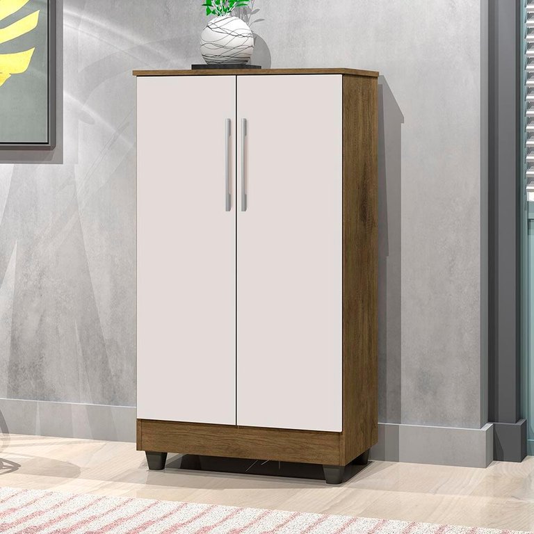 Armário Multiuso 2 Portas Jequitibá/off White J&a Móveis Smart 118x64x36