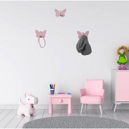 Gancho de Parede Borboleta Rosa (kit com 3 Unidades) - 1
