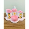 Kit Higiene Girafinha Baby - Rosa C/bandeja Nuvem Rosa - 1
