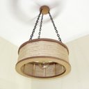 Ver imagem 3 de Luminária Lustre Pendente Rústico Retro Madeira Sisal 35cm