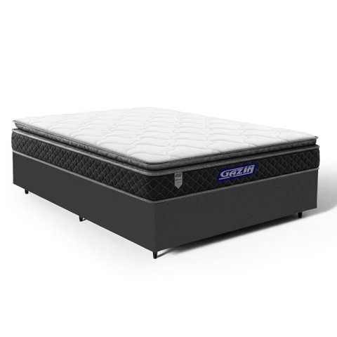 Cama Box com Colchão Gazin de Espuma D28 Pillow Top Ortoblack Casal 138cm