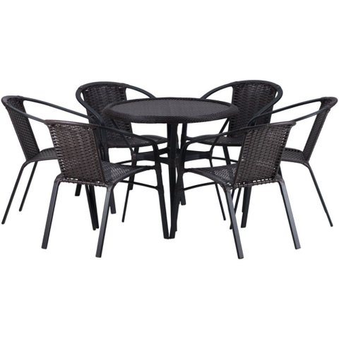 Kit 6 Cadeiras Alumínio e Mesa Tampo Varanda Jardim Piscina Jardim Trama Original