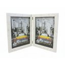 Ver imagem 2 de Porta Retrato Duplo Vertical em Madeira Detalhado 15x21 Luxo:branco Marmorizado
