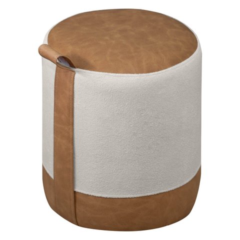 Kit 2 Banqueta Decorativa Redonda Puff Boston Bouclê Facto:bouclê Marfim