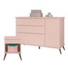 Cômoda Infantil com Porta e Mesa de Apoio Alice Rosa Acetinado - Phoenix - 1