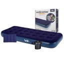Ver imagem 1 de Colchão Solteiro Inflável Azul + Travesseiro + Bomba de Ar Elétrica 220v Vg Plus