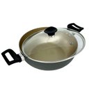 Ver imagem 2 de Panela Frigideira Caçarola Tampa de Vidro Wok 24 Cm Antiaderente Alumínio - Dourado