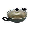 Ver imagem 5 de Panela Frigideira Caçarola Tampa de Vidro Wok 24 Cm Antiaderente Alumínio - Dourado