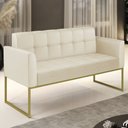 Ver imagem 2 de Sofá Namoradeira Base Industrial Dourado Ana Sintético Bege - Ibiza