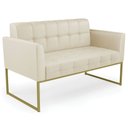 Ver imagem 1 de Sofá Namoradeira Base Industrial Dourado Ana Sintético Bege - Ibiza