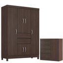 Ver imagem 1 de Guarda Roupa Solteiro Ecom 2 com Cômoda Montevidéu Café Touch - Demóbile