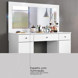 Camarim Penteadeira 3 Gavetas 2 Porta com Led Carisma - Branco - 7
