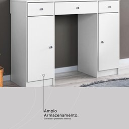 Camarim Penteadeira 3 Gavetas 2 Porta com Led Carisma - Branco - 6
