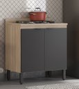 Ver imagem 2 de Balcão de Cozinha 02 Portas 80 cm c/ Tampo Firenze Avena Grafito Demóbile
