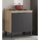 Ver imagem 2 de Balcão de Cozinha 02 Portas 80 cm c/ Tampo Firenze Avena Grafito Demóbile
