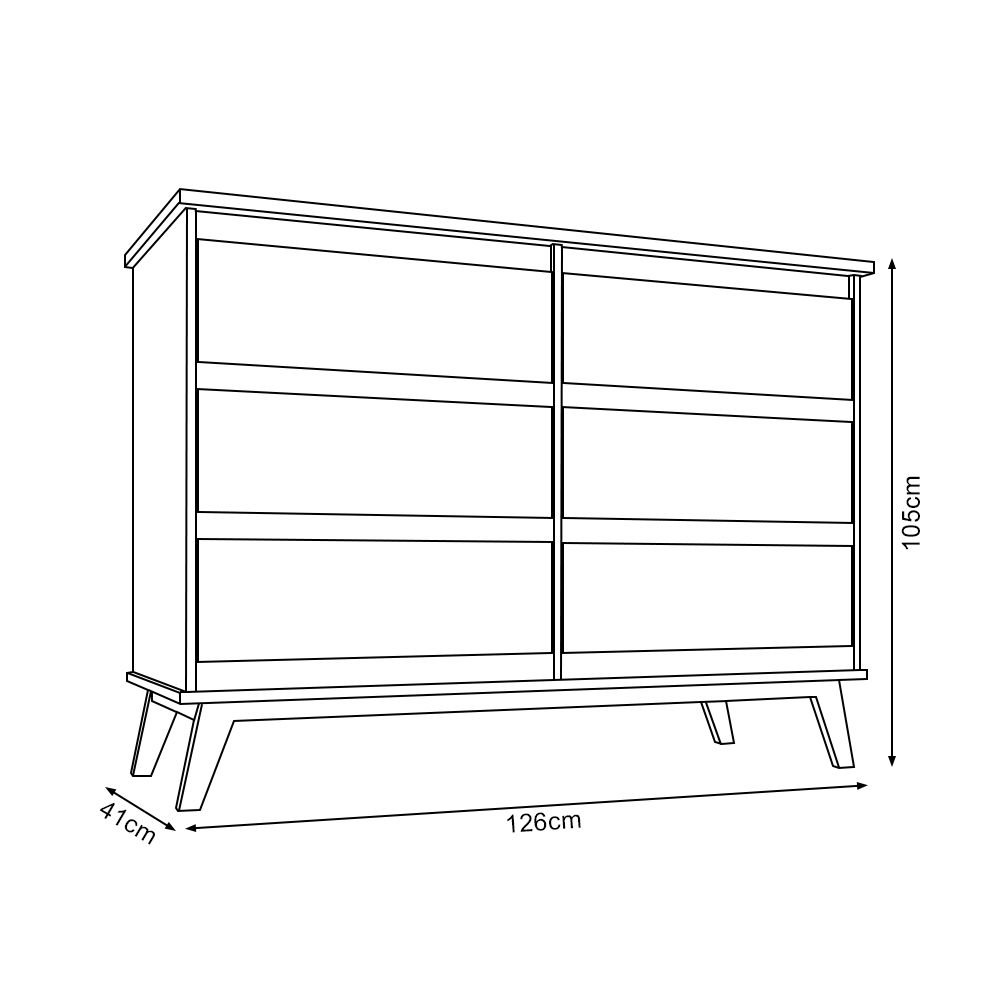 Cômoda para Quarto Londres com 6 Gavetas - Nature/off White - 5