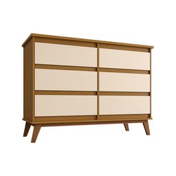 Cômoda para Quarto Londres com 6 Gavetas - Nature/off White - 2