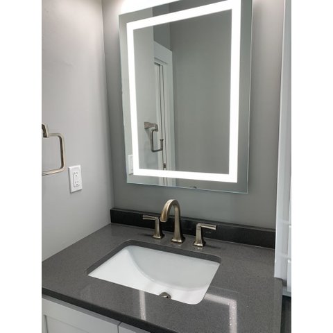 Espelho 90x60cm Led 3 Cores Fria Neutra Quente Retangular Jateado Iluminado Touch 90x60