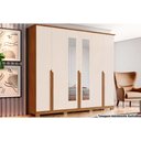 Ver imagem 1 de Guarda Roupa Casal 6 Portas e 6 Gavetas C/ Espelho e Pés Andréas Nature/off White - Henn