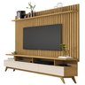 Conjunto Ripado Classic Para Sala Estar com Rack Vivare Wood 1.8:Cumaru/Off White - 1