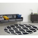 Ver imagem 2 de Tapete Sala Redondo 200 Cm Geometrico Celeste Preto e Branco