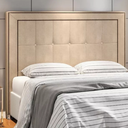 Ver imagem 1 de Cabeceira Estofada Cama Box Solteiro 0,98 Nápole para Quarto em Veludo Bege Claro - Larbelle