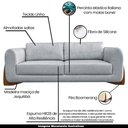 Ver imagem 3 de Sofá Decorativo 3 Lugares 230cm Pés em Madeira Buzz Linho Cinza Rústico - Gran Belo