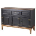 Ver imagem 1 de Buffet Antoine Preto 3 Portas 3 Gavetas Base Amendoa 114cm - 54724