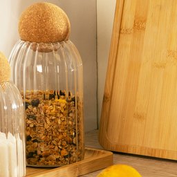 Pote de Vidro Tampa em Rolha Esfera Classic 1,05l Canelado - 1