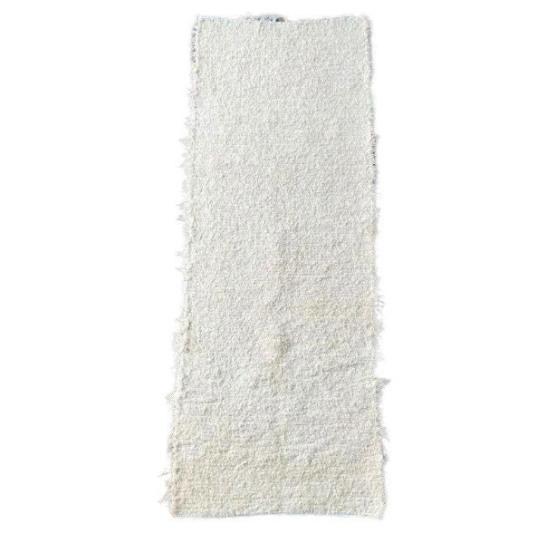 Passadeira Tapete Boho Felpudo Branco Cru 1,20 x 0,40 cm