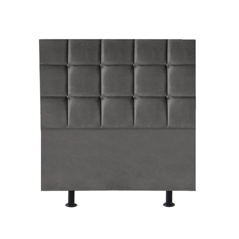 Cabeceira Estofada Cama Box Solteiro 90cm Espanha Suede Cinza Escuro- Mabe Magazine