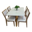 Ver imagem 2 de Conjunto Mesa de Jantar C/ Tampo de Vidro 1,20m + 4 Cadeiras