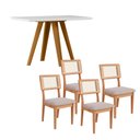 Ver imagem 1 de Conjunto Mesa de Jantar C/ Tampo de Vidro 1,20m + 4 Cadeiras