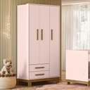 Ver imagem 1 de Guarda Roupa Infantil Q Encanto Slim 4340 Rosa Acetinado Ambiente - Qmovi