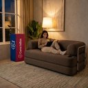 Ver mais imagens de Sofá Cama Orbe 1,90m Xpand Tech Tecido Boucle Marrom Cama Inbox