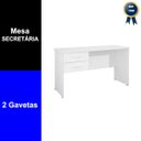 Ver imagem 3 de Mesa para Escritório Escrivaninha com 2 Gavetas Branco