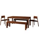 Ver imagem 2 de Mesa de Jantar 6 Lugares 180cm com 02 Bancos de Madeira e 02 Cadeiras Dunia F06 Rústico Escuro -