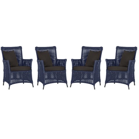 4 Poltronas Igapó Alumínio Micro Pintura Preta Corda Náutica Estofado 9