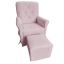 Ver imagem 1 de Poltrona Cadeira De Amamentação Com Balanço E Puff Ana Alice Suede Rosa Mz Decor