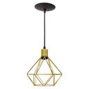Ver imagem 5 de Kit 2 Pendente Aramado Poptem Diamante Pequeno Dourado Metal 19cm Luminária Lustre Sala