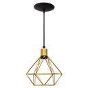 Ver imagem 1 de Kit 2 Pendente Aramado Poptem Diamante Pequeno Dourado Metal 19cm Luminária Lustre Sala