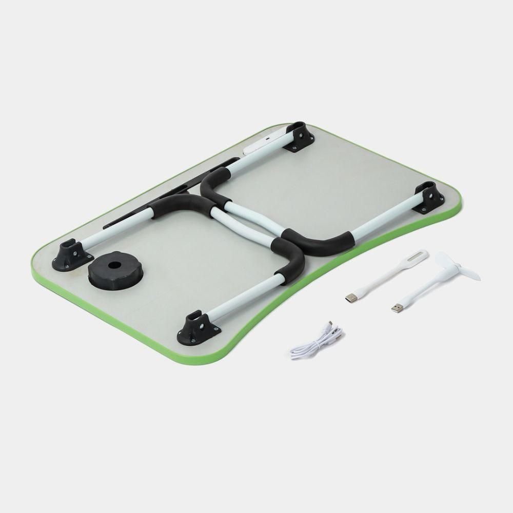 Mesa Notebook Dobrável Completa com Ventilador, Luminária Usb e Suporte Ideal para Cama, Sofá, Praia - 2